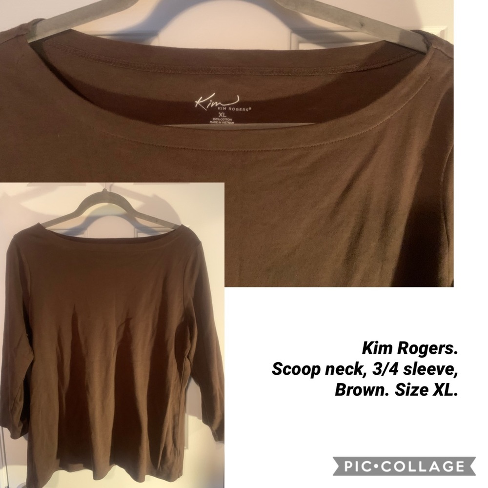 Kim Rogers, Scoop Neck, 3/4 Sleeve Top
